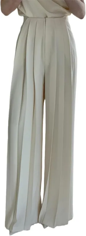 Women's Summer Casual Wide-Leg Pants High Waist Pleated Solid Color Simple Trousers